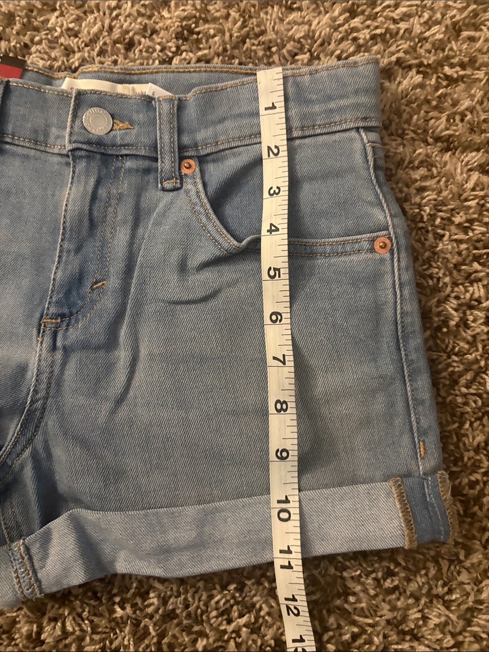 Levi's Light Blue Denim Rolled-Hem Kids Shorts - Picture 12 of 12